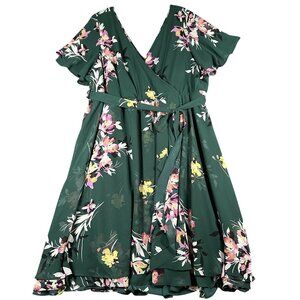 Floral Green Wrap Dress